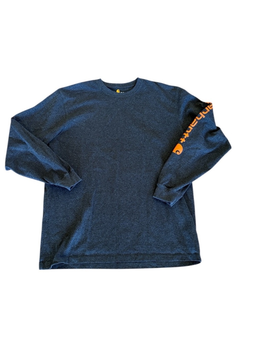 Carhartt Gray Orange Long Sleeve Crew Neck Original Fit Tee Shirt Size XL Tall